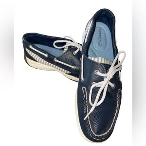 Sperry Top-Sider Leather Boat Shoes Navy Blue Women’s Size 7M Nautical Preppy